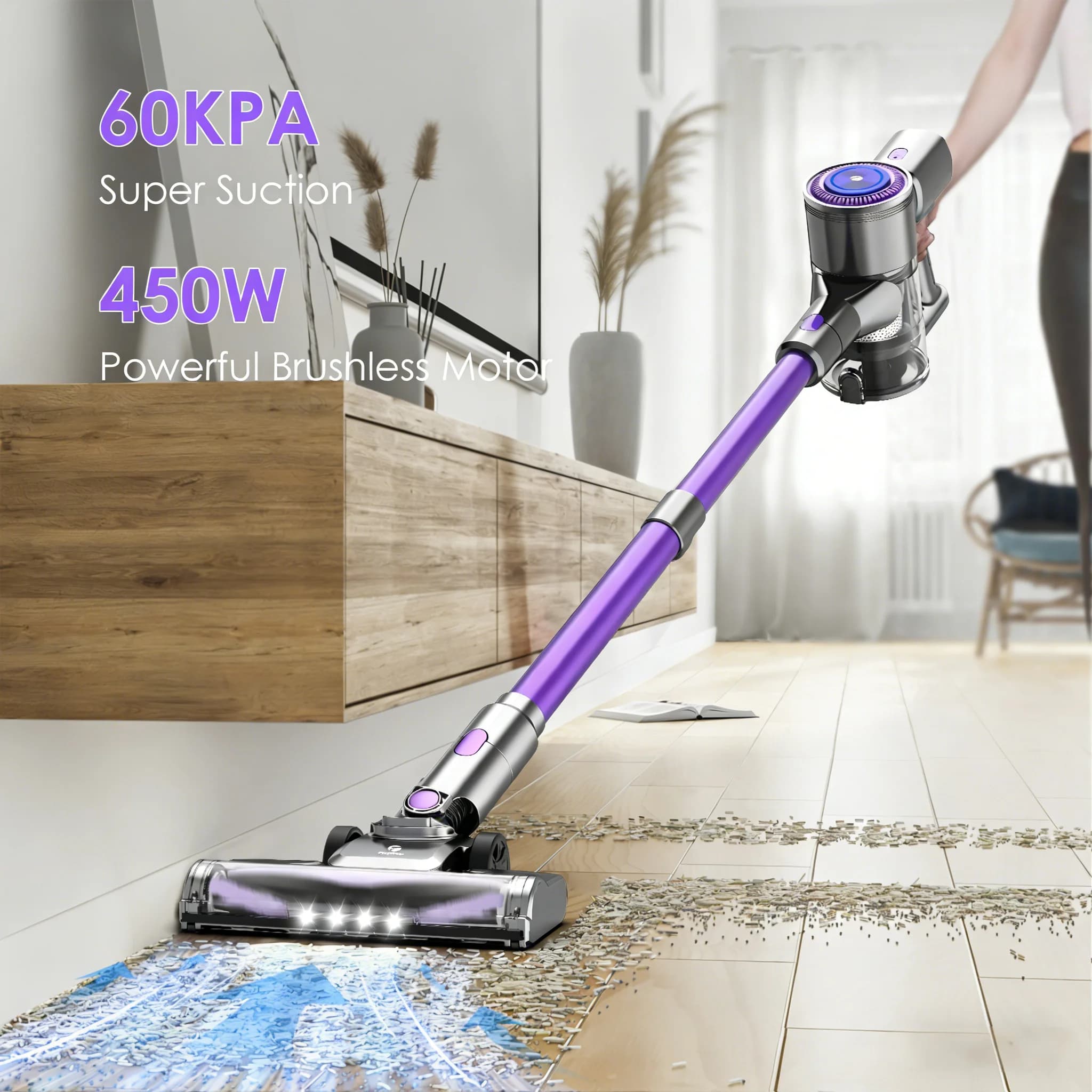 Odkurzacz bezprzewodowy Fixtfixer X7 z akumulatorem, silnik bezszczotkowy, szczotka zapobiegająca plątaniu się włosów – idealny do dywanów