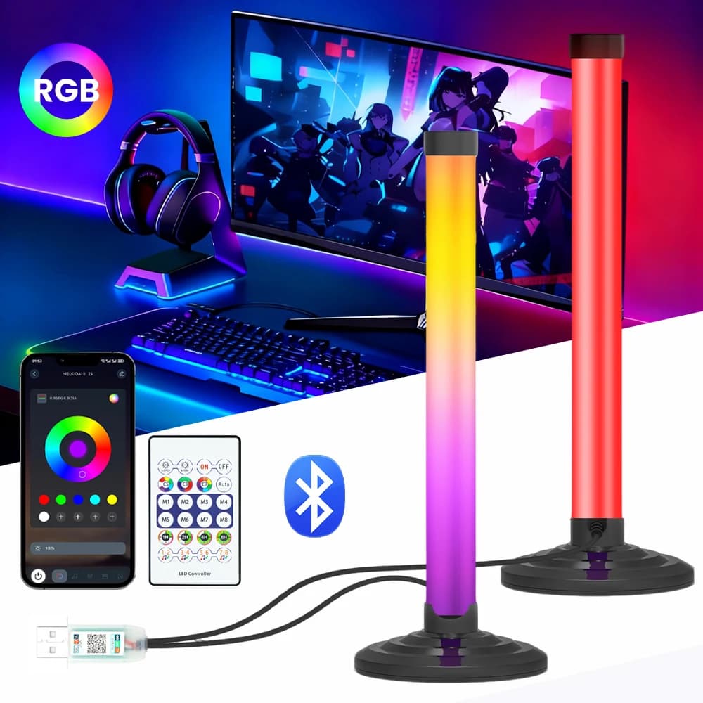 Lampa podłogowa LED RGB z USB i Bluetooth, 5 V, synchronizacja z muzyką, 24-przyciskowy pilot, timer – dekoracja wnętrz do oświetlenia narożników