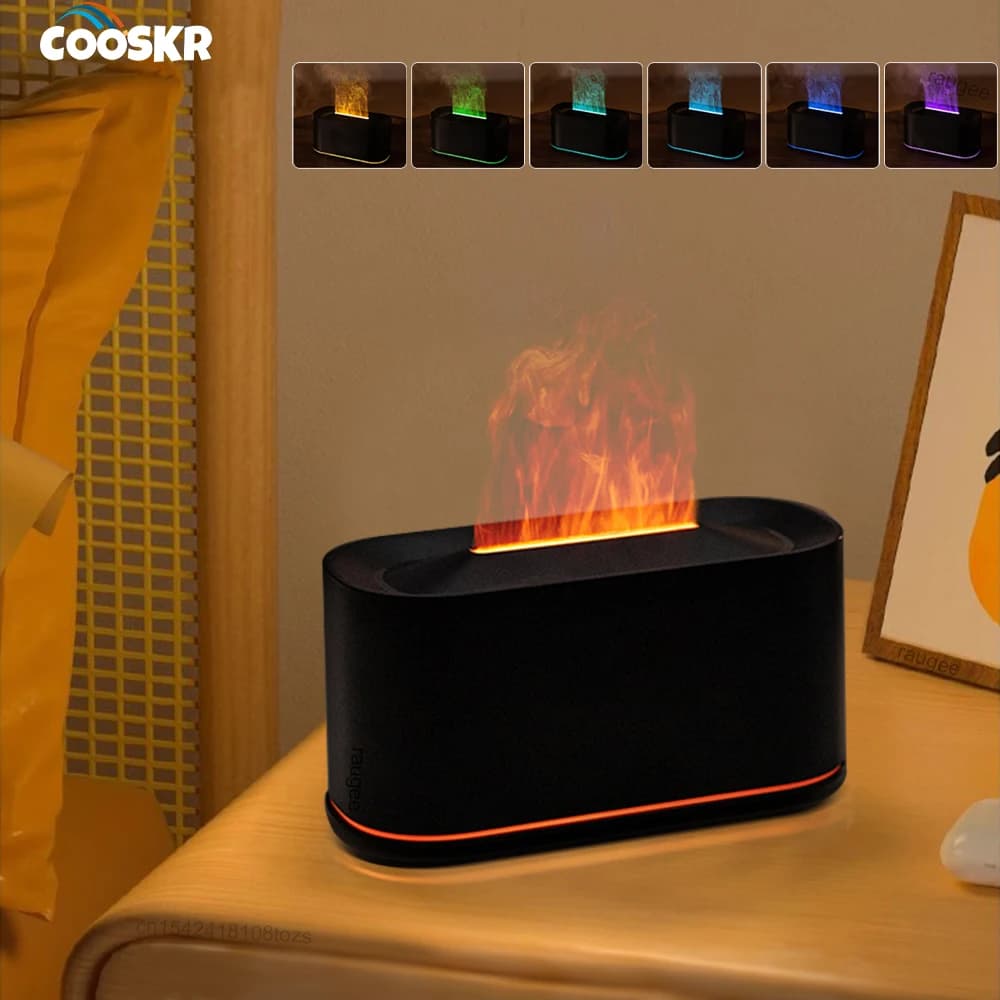 Nawilżacz Powietrza USB Biurkowy Aromaterapeutyczny z Efektem Płomienia do Domu