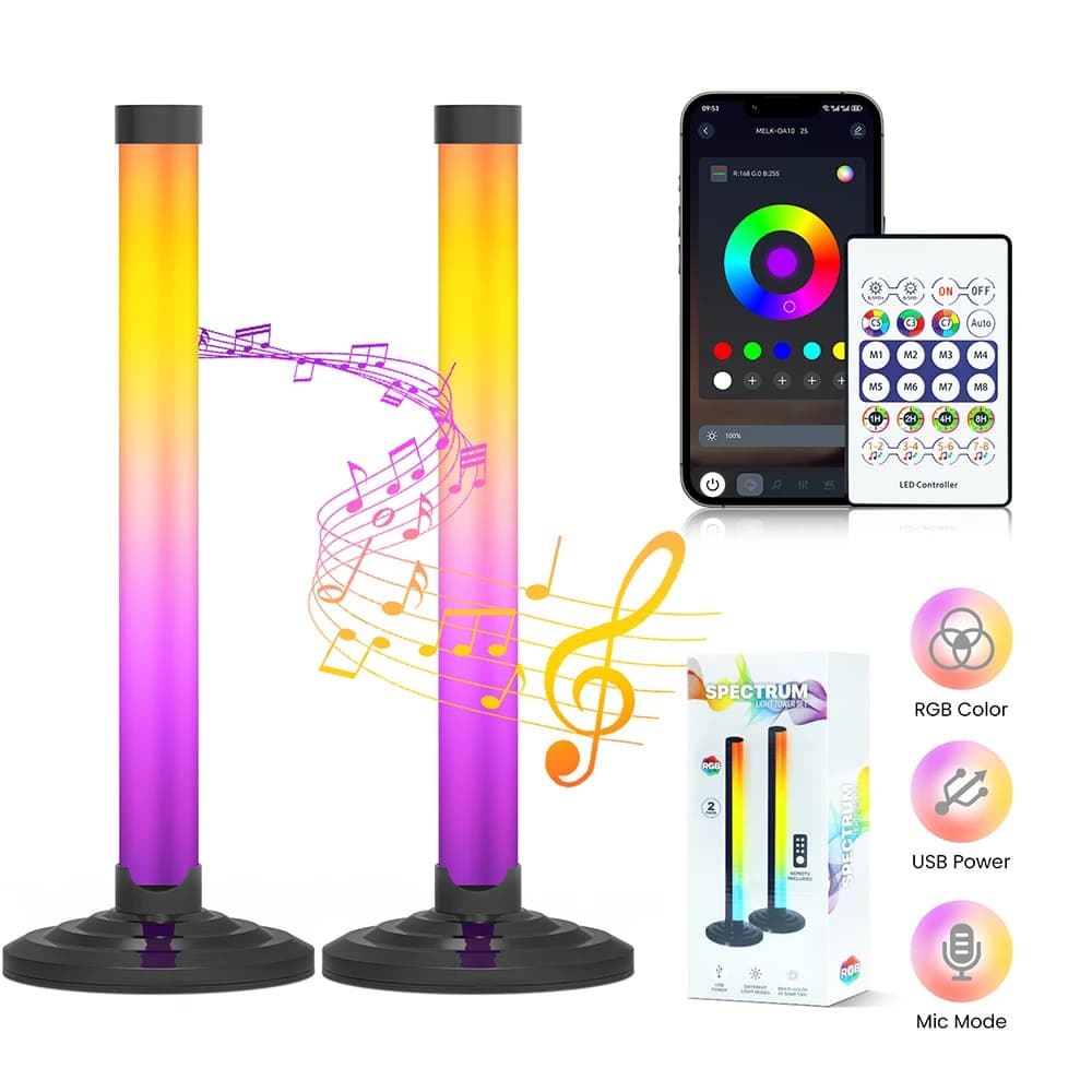 Lampa podłogowa LED RGB z USB i Bluetooth, 5 V, synchronizacja z muzyką, 24-przyciskowy pilot, timer – dekoracja wnętrz do oświetlenia narożników