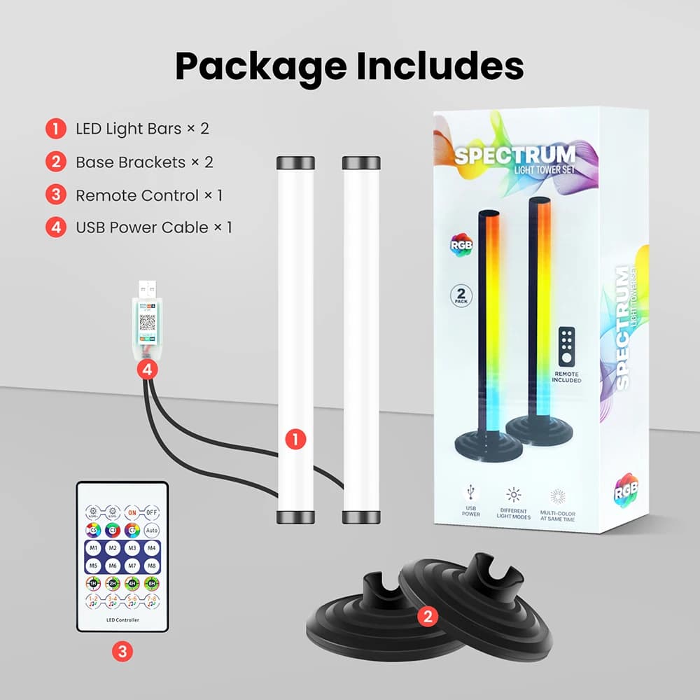 Lampa podłogowa LED RGB z USB i Bluetooth, 5 V, synchronizacja z muzyką, 24-przyciskowy pilot, timer – dekoracja wnętrz do oświetlenia narożników